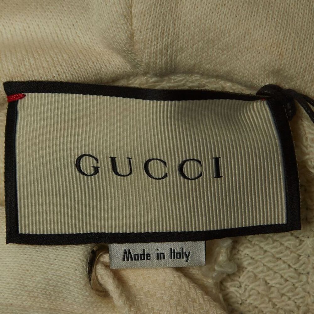 Gucci Cream Logo Print Embroidered Cotton Knit Hoodie XS - Picture 4 of 4